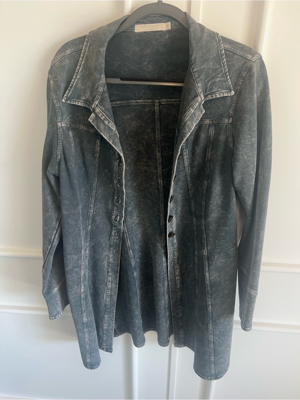 Washed Slate Longline Trench Coat